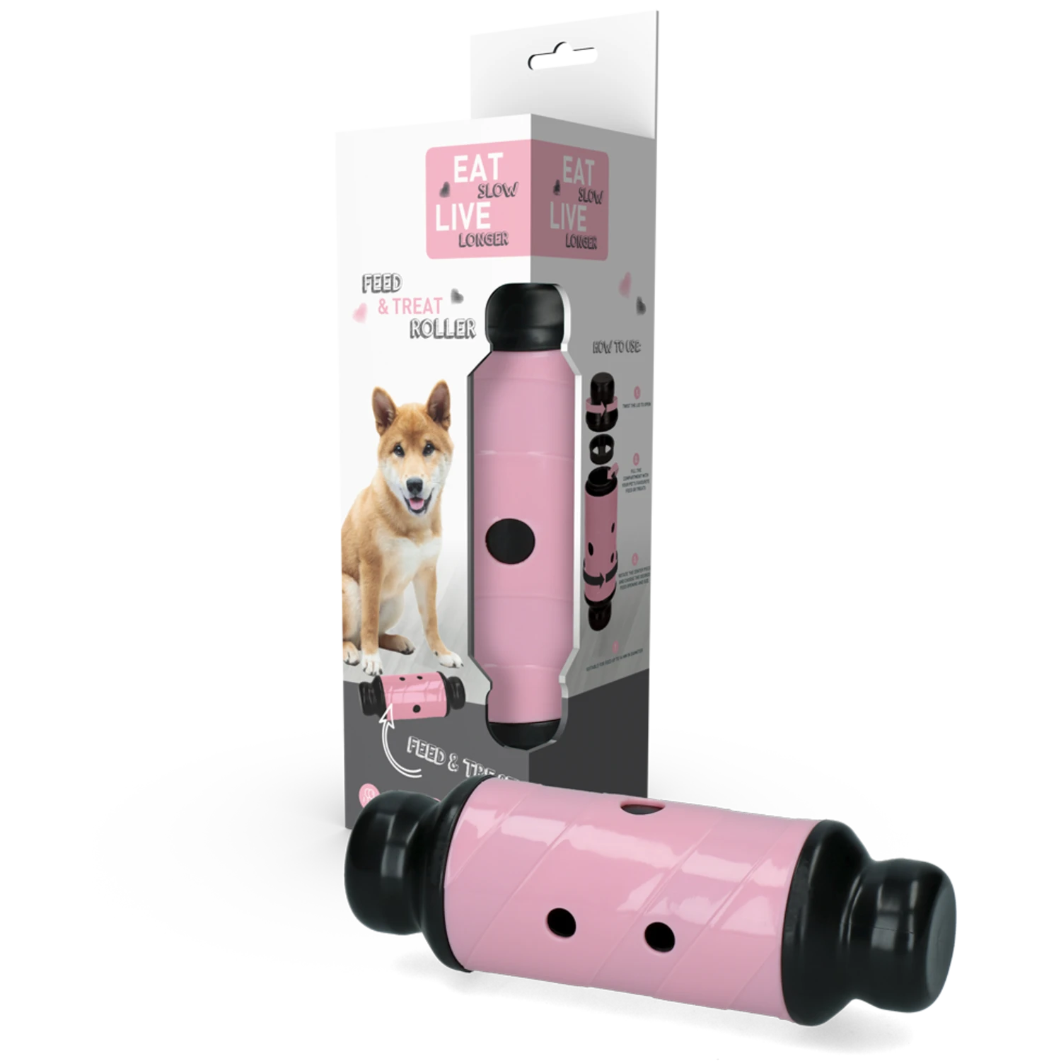 Eat Slow Live Longer Feed And Treat Roller - Roze - L - 23 X ø 8 Cm 7 Eat Slow Live Longer Feed And Treat Roller - Roze - L - 23 X ø 8 Cm - Afbeelding 5